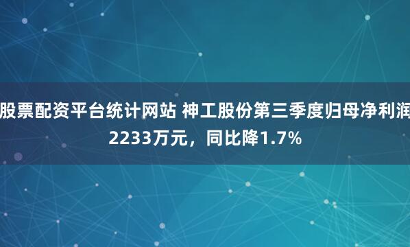 股票配资平台统计网站 神工股份第三季度归母净利润2233万元,同比降1.7%